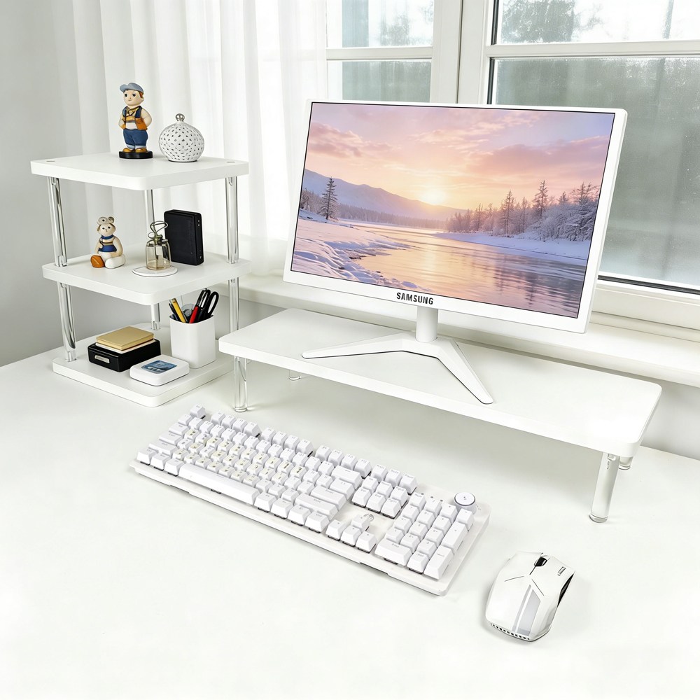 Danni 모니터 받침대 컴퓨터 스탠드 선반 + 수납장 세트, 화이트 49,800원