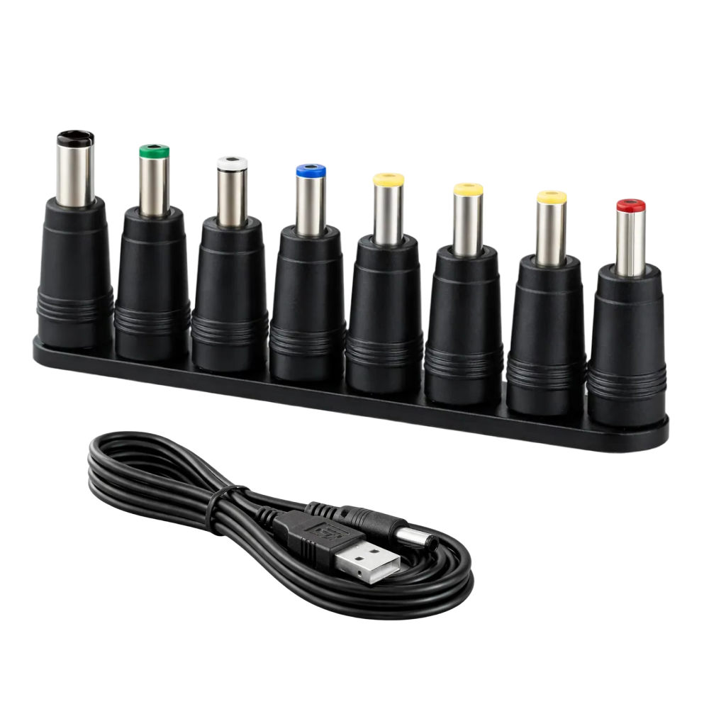 USB 전원 12V 변환 케이블 DC 어댑터 8종 멀티잭 노트북 공유기 CCTV용, 100cm, 1세트 10,100원