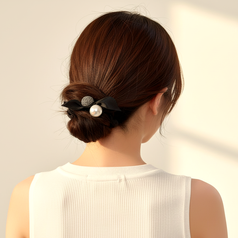 로즈 라로제 진주 방울 큐빅 헤어끈 머리끈 4,900원