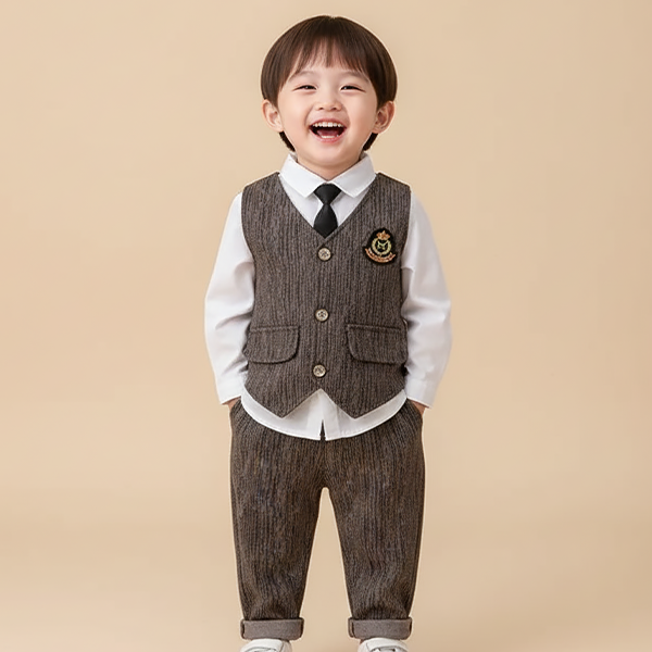 몽실이 와펜 조끼정장 3PCS 유아동 남아 촬영 의상 베스트 세트 봄 가을 슈트 33,900원