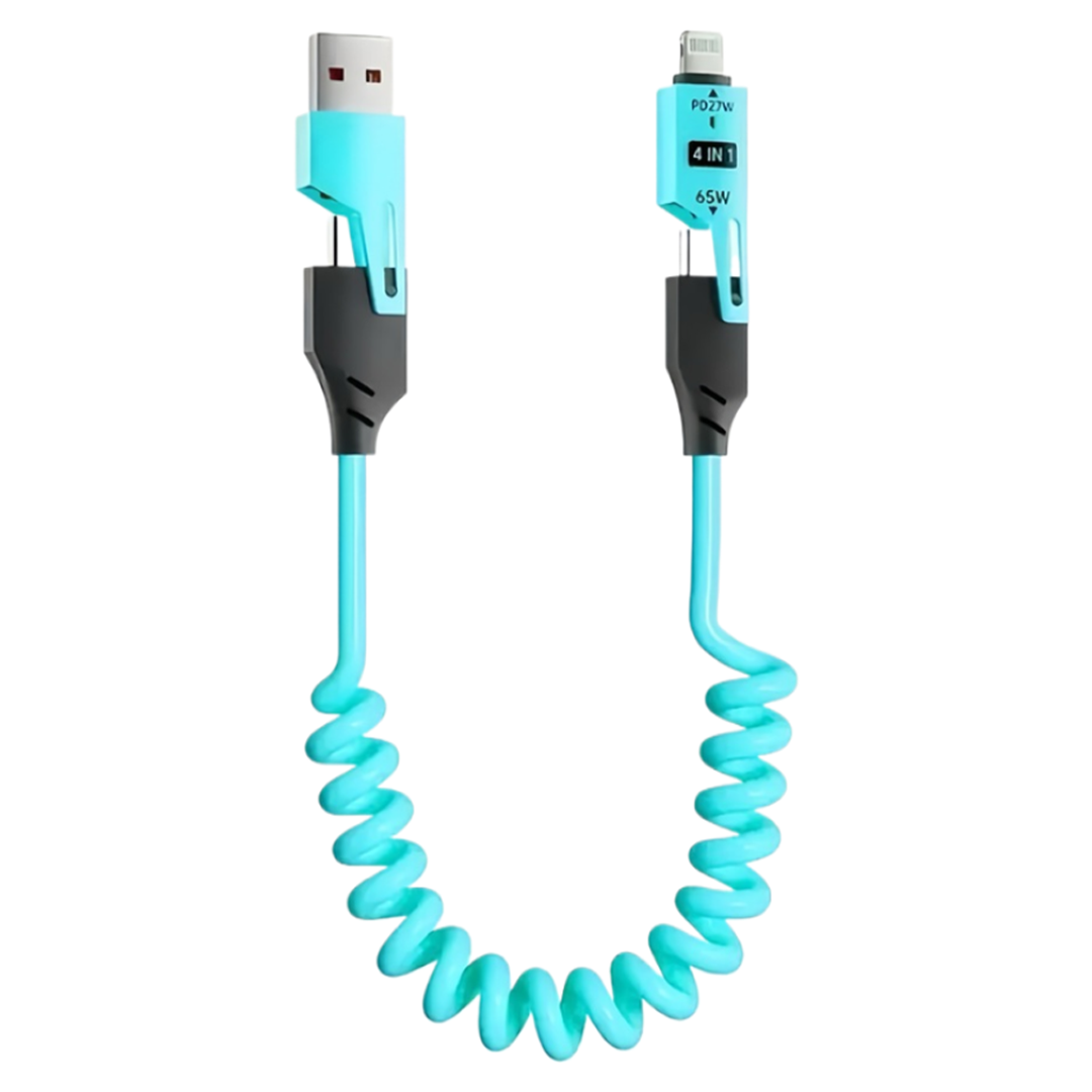 사인포스트 스프링 늘어나는 4in1 멀티 초고속 USB C 8핀 충전케이블 4,500원