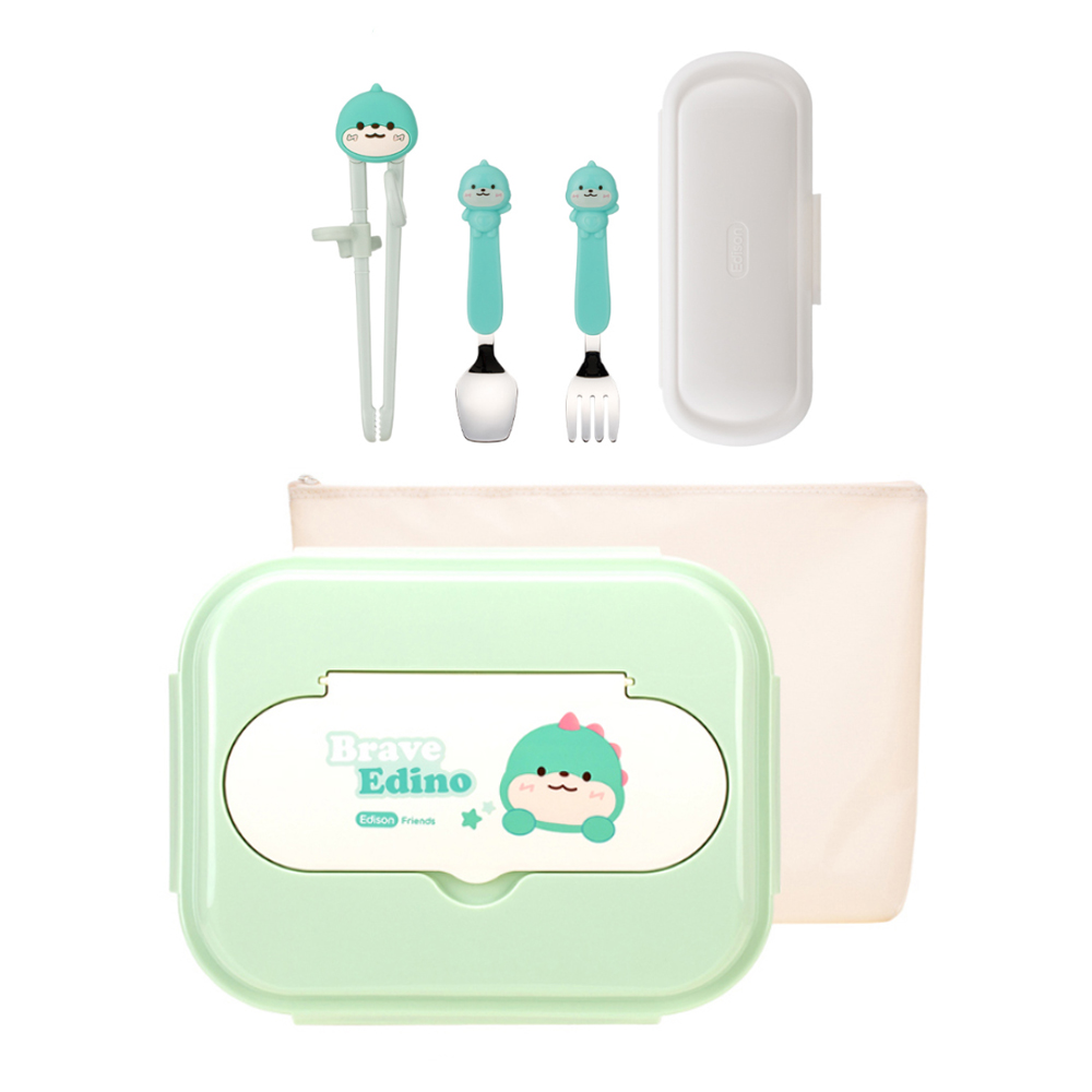 에디슨 프렌즈 2.0 하나로 스텐 식판 가방 + 젓가락 스텐 스푼  포크세트 공룡디노 39,000원