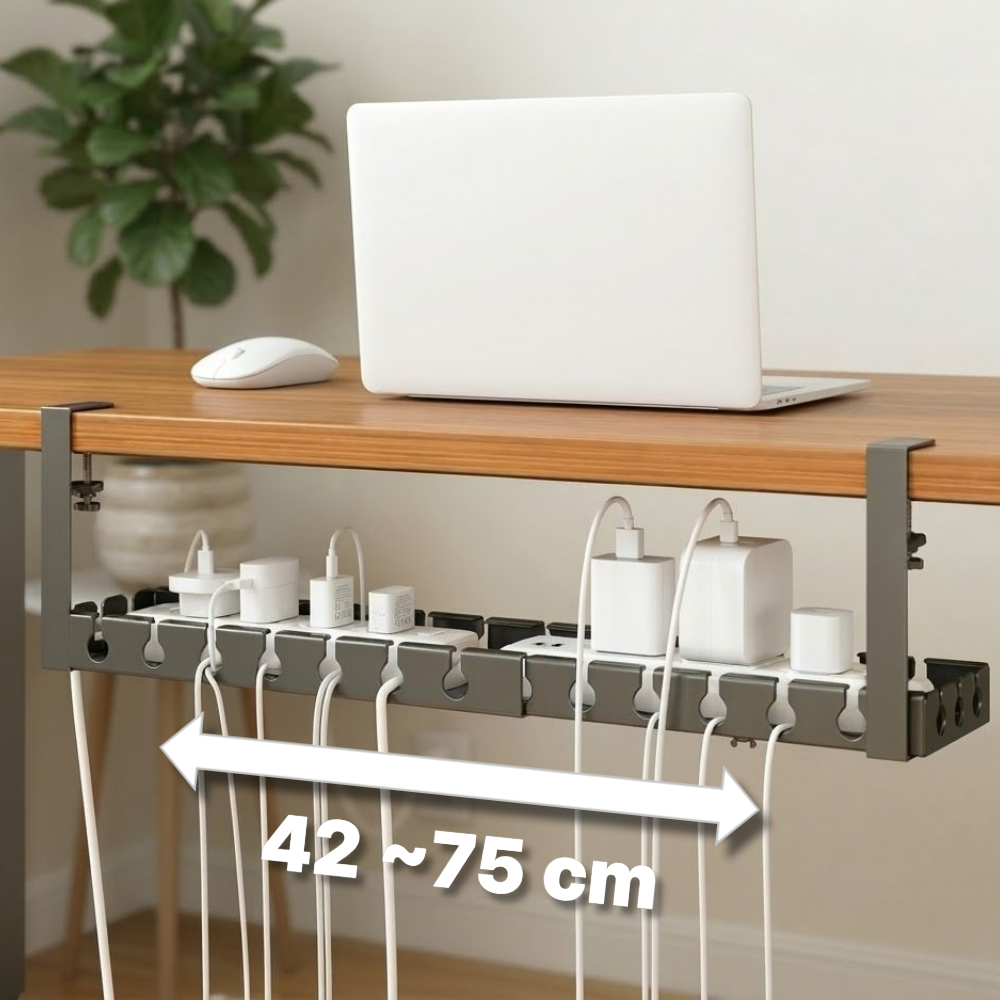 하얀네모 책상하부 무타공 길이조절 멀티탭 수납 거치대 19,900원