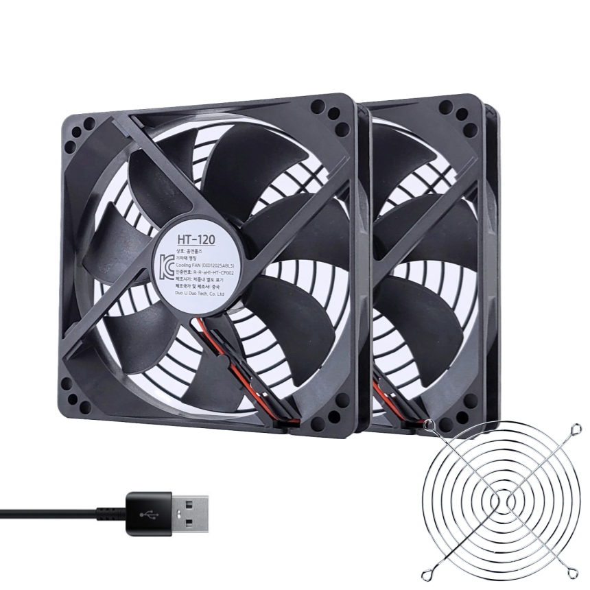 홈앤툴즈 미니피씨 공유기 저소음 120mm USB 쿨링팬 쿨러 (그릴 블랙), 2개 17,500원