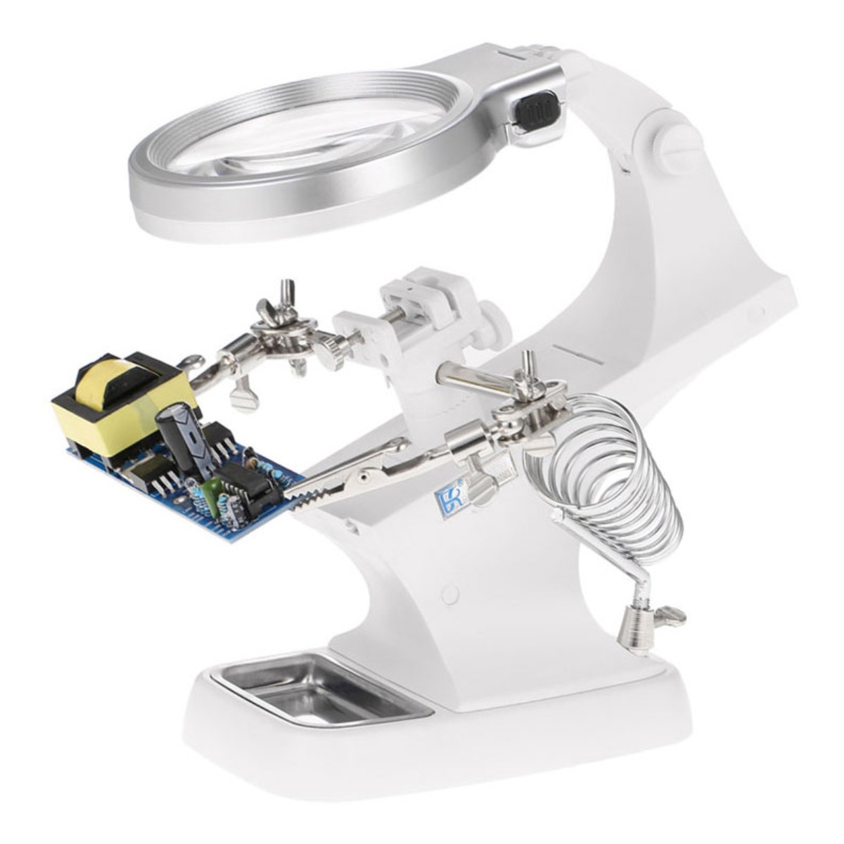 야토 LED인두기 스탠드 화이트 확대경 클립 납땜 받침대 작업 돋보기, 1개 13,500원