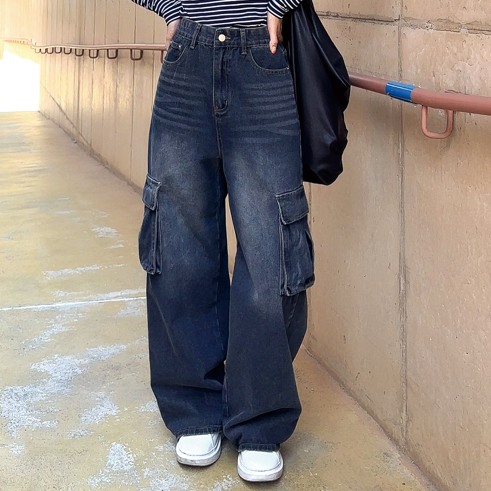 인비비드 여성용 르블랑 페이드 속밴딩 와이드 카고 데님 팬츠 H08K4_ij5689 34,800원