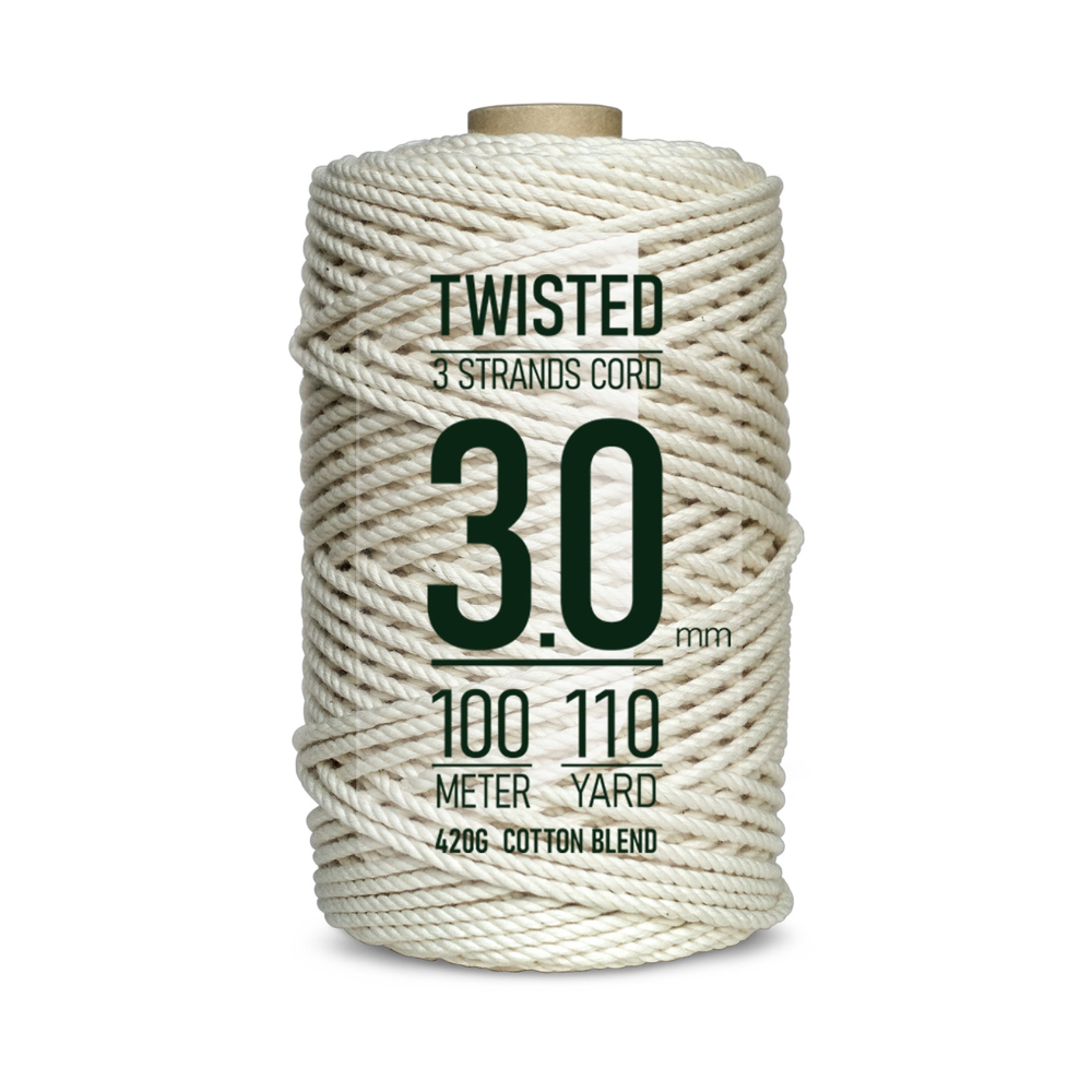 렛비 마크라메 꼬임 면 실 3mm 100m, 1개, 아이보리 15,900원