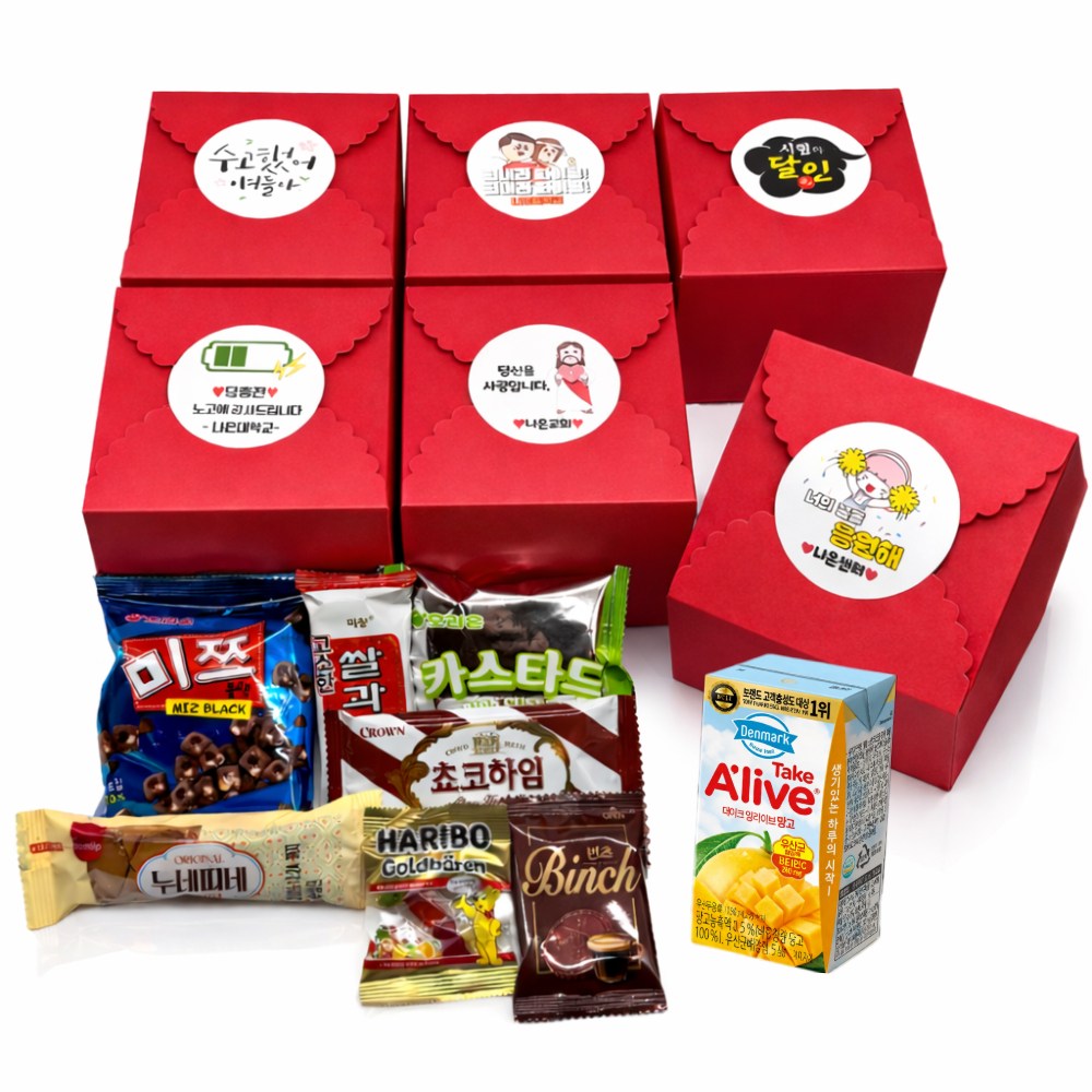 나나박스 음료 미니 과자 간식 선물 세트 꾸러미 구디백, 1개, 음료포함 8종 4,000원