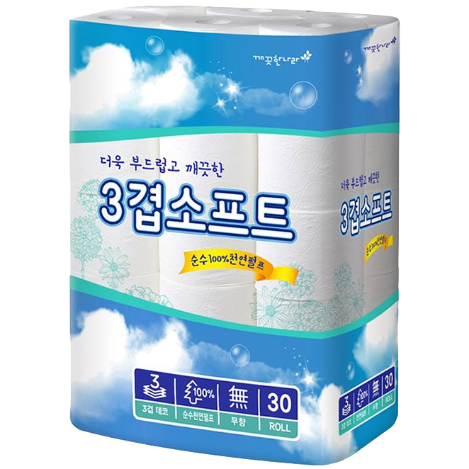 깨끗한나라 3겹소프트 천연펄프 롤화장지 27m, 27m, 30개입, 1개 15,000원