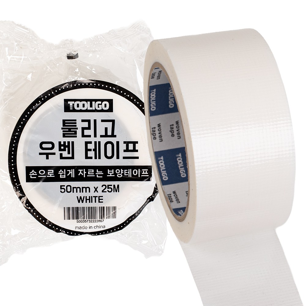 툴리고 흰색 우벤테이프 50mm X 25M 건축 보양 쉽게 잘리는 테이프, 30개 96,000원