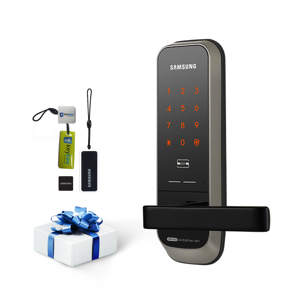 삼성전자 무타공 도어록 SHP-H20 + 카드키 걸이형 2p + 스티커형 2p 세트 130,000원