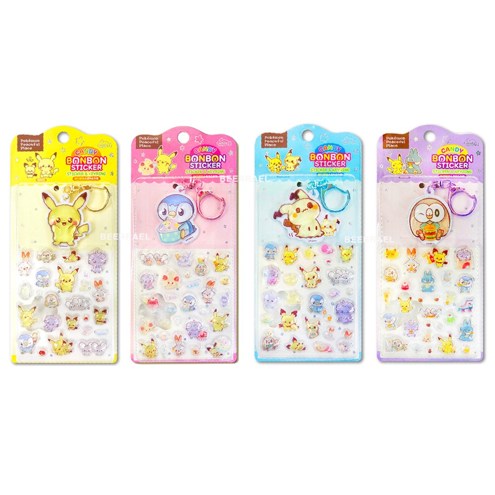 포켓몬 포켓피스 캔디 봉봉 스티커 & 키링 4P 세트 (캐릭터 중복 없음), 1세트, 혼합색상 21,650원