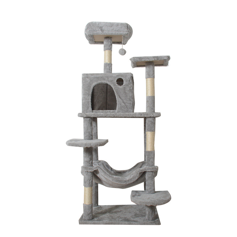 고양이 타워 다층 7단 스크래처 집 침대 해먹 겸용 안정적인 고양이 놀이터, 1개, 그레이, 현재가 80,000원