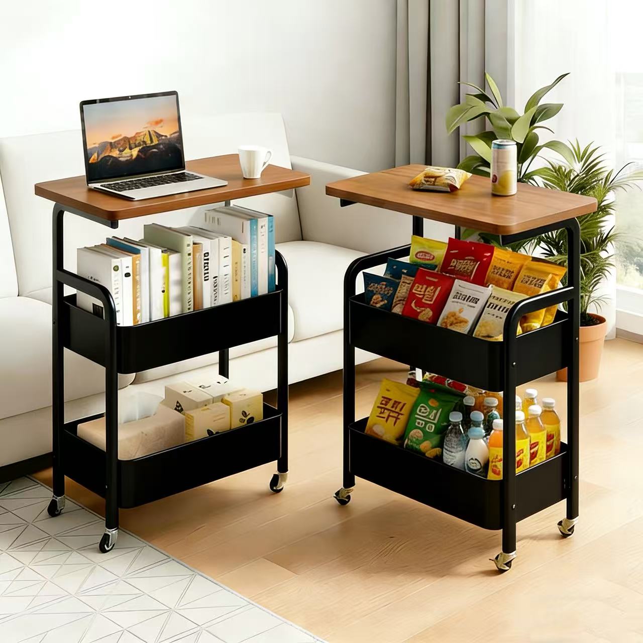 스타업 이동식 사이드 테이블 철제 선반 3단 트롤리 바퀴달린 이동식 테이블 보조테이블 침대 사이드 테이블 19,500원