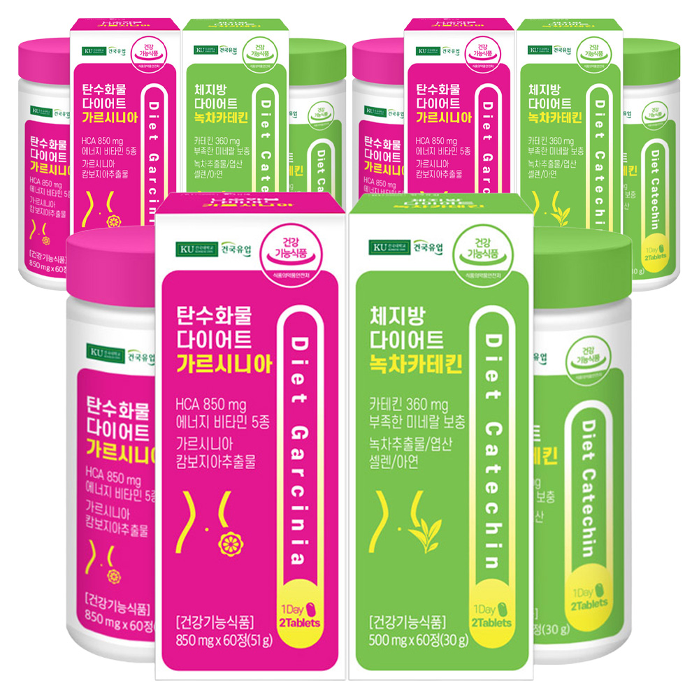 건국유업 체지방 다이어트 녹차카테킨 + 탄수화물 다이어트 가르시니아 세트, 3세트, 60정 44,700원