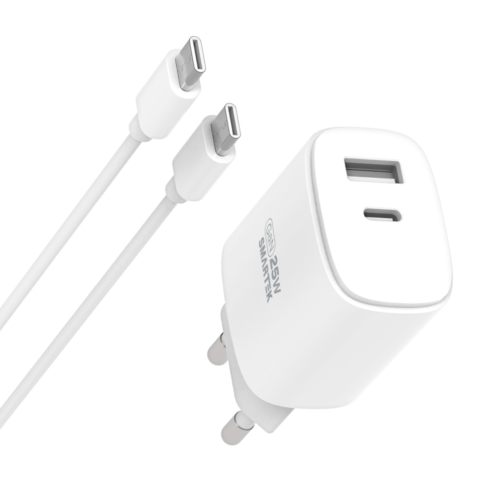 스마텍 GAN PD 25W 고속충전 2포트 충전기 + C타입 케이블 세트 STQC-GD25 CT, 화이트, 1세트 6,750원