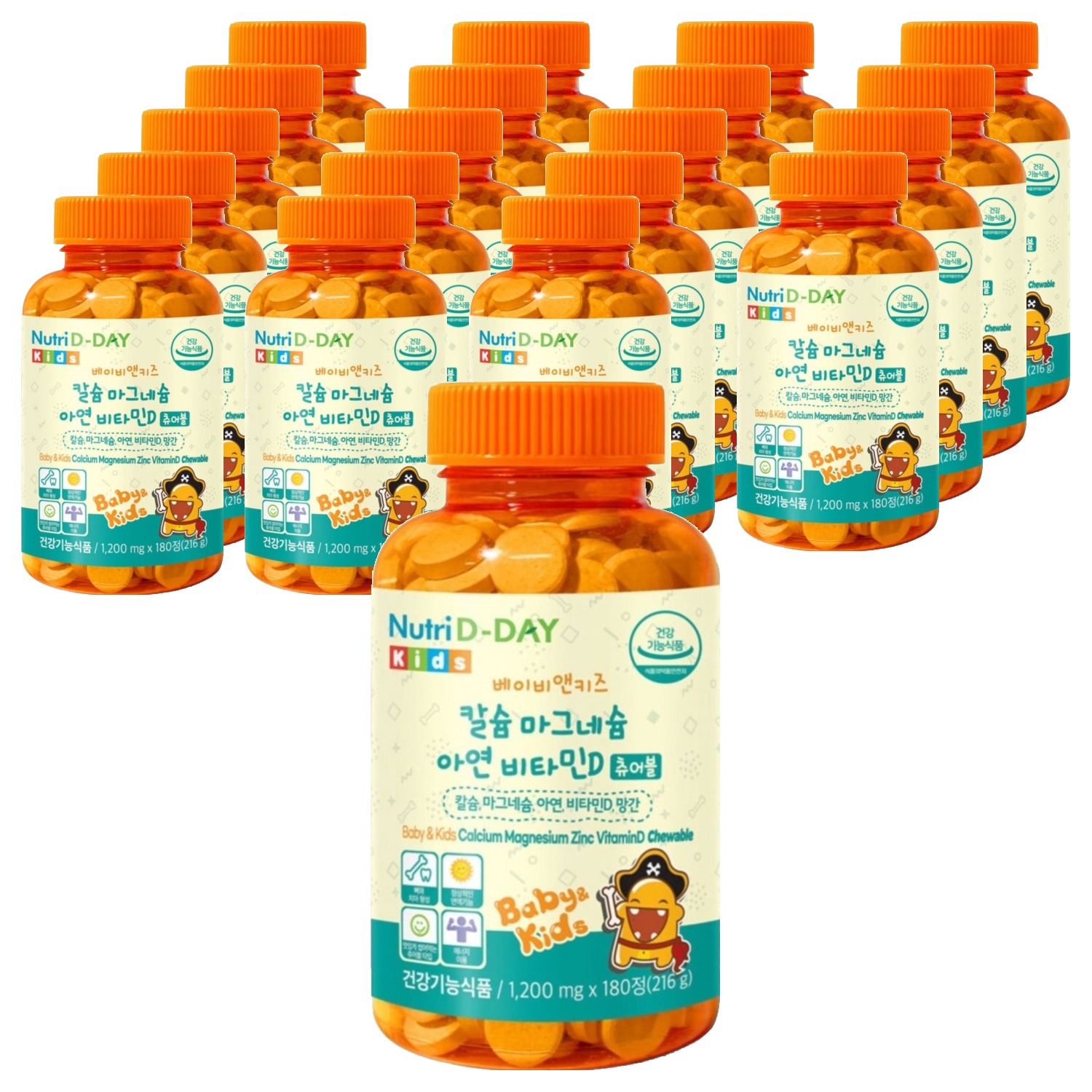 뉴트리디데이 베이비앤키즈 칼슘 마그네슘 아연 비타민D 츄어블 216g, 180정, 20개 233,200원