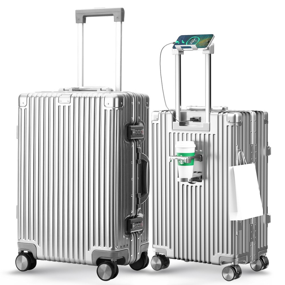 [5년AS] 다기능 경량  캐리어 방수 알루미늄 프레임 기내용 여행가방 USB 충전포트 360도 저소음 휠  20인치24인치28인치 중대형 하드 여행용 캐리어 58,800원