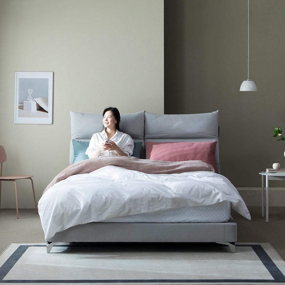 세계로가구 코모도 조야 패브릭 쿠션 헤드 침대 프레임 LK + 하이퍼슬립 프리미엄 메모리폼 매트리스 (매트커버+베개 증정) (HMF3C) 802,000원