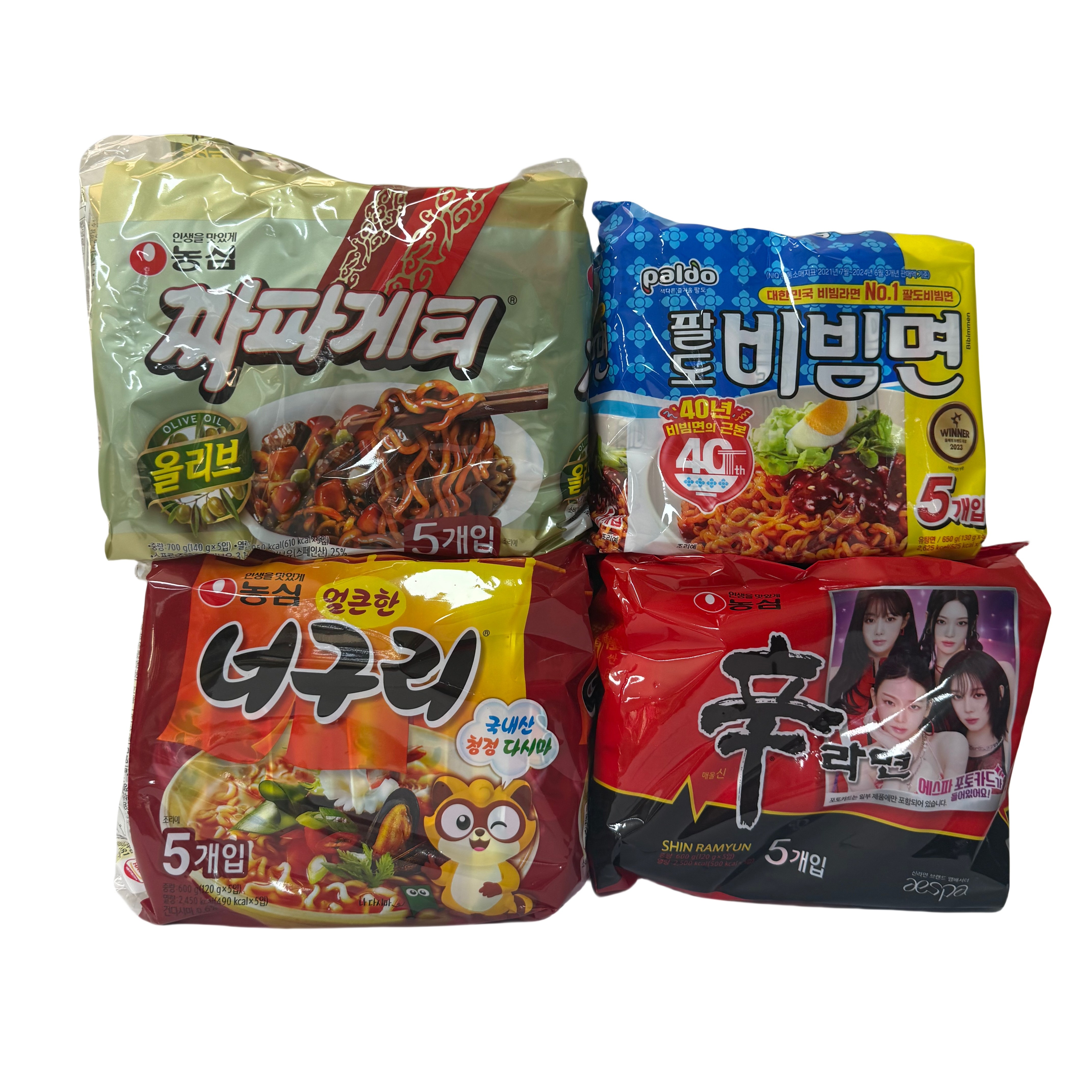 (장우)인기라면 신라면5입+얼큰너구리5입+짜파게티 5입+팔도비빔면5입, 20개 24,600원