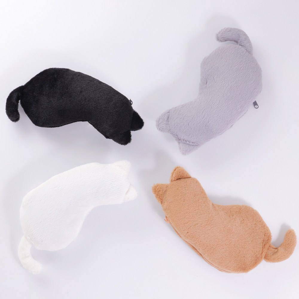 star starred 보들보들 고양이 뒷태 봉제 필통 파우치, 1세트, 화이트 2개입 11,000원