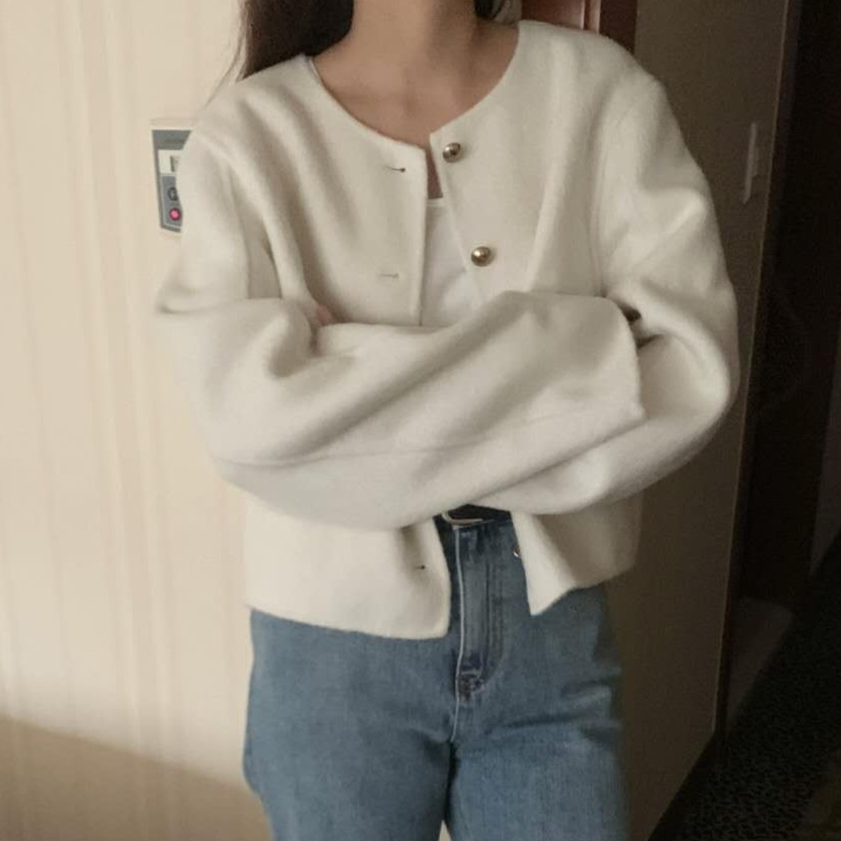 울100프로 핸드메이드 노카라 트위드 자켓 56,710원