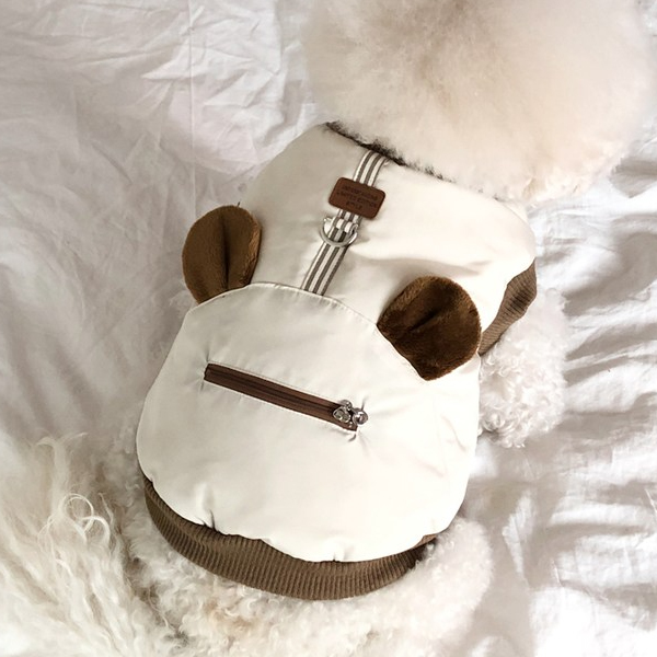 바이담수미 강아지 곰 하네스 패딩, 아이보리, 1개 37,500원