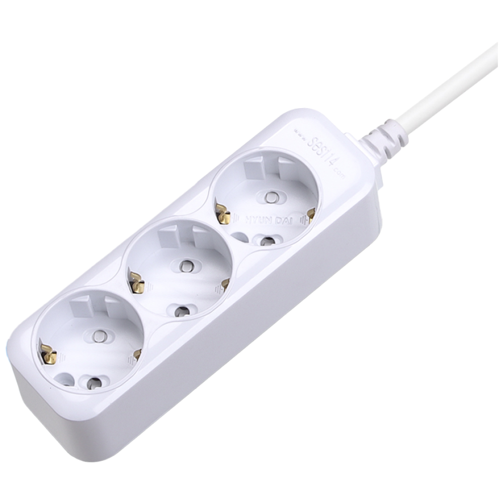 현대 국산 접지 멀티탭 멀티콘센트 3구 (10A), 2m, 화이트, 1개 7,500원