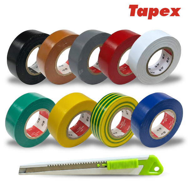 서통테이프 UL인증 PVC 심플 전기 절연 사계절 전기테이프 흑색1개+칼라8개 세트 커터칼 포함, 9개 8,700원