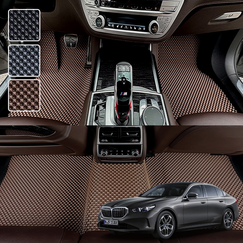 BMW 5시리즈 G60 전용 3D 엠보싱 차세대 고무매트 1열2열 세트 (2024~), 블랙, 385-4(G60) 전기 가솔린 공용 59,000원