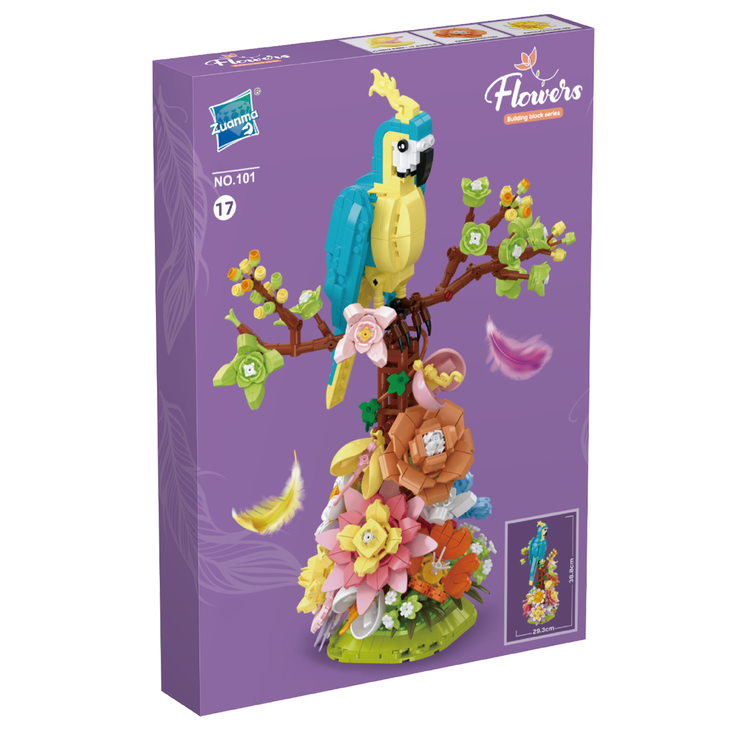 [머트리얼테크닉] 플라워 앵무새블럭 장미블럭 꽃블럭 플라워액자 나노블럭, 1개 35,000원