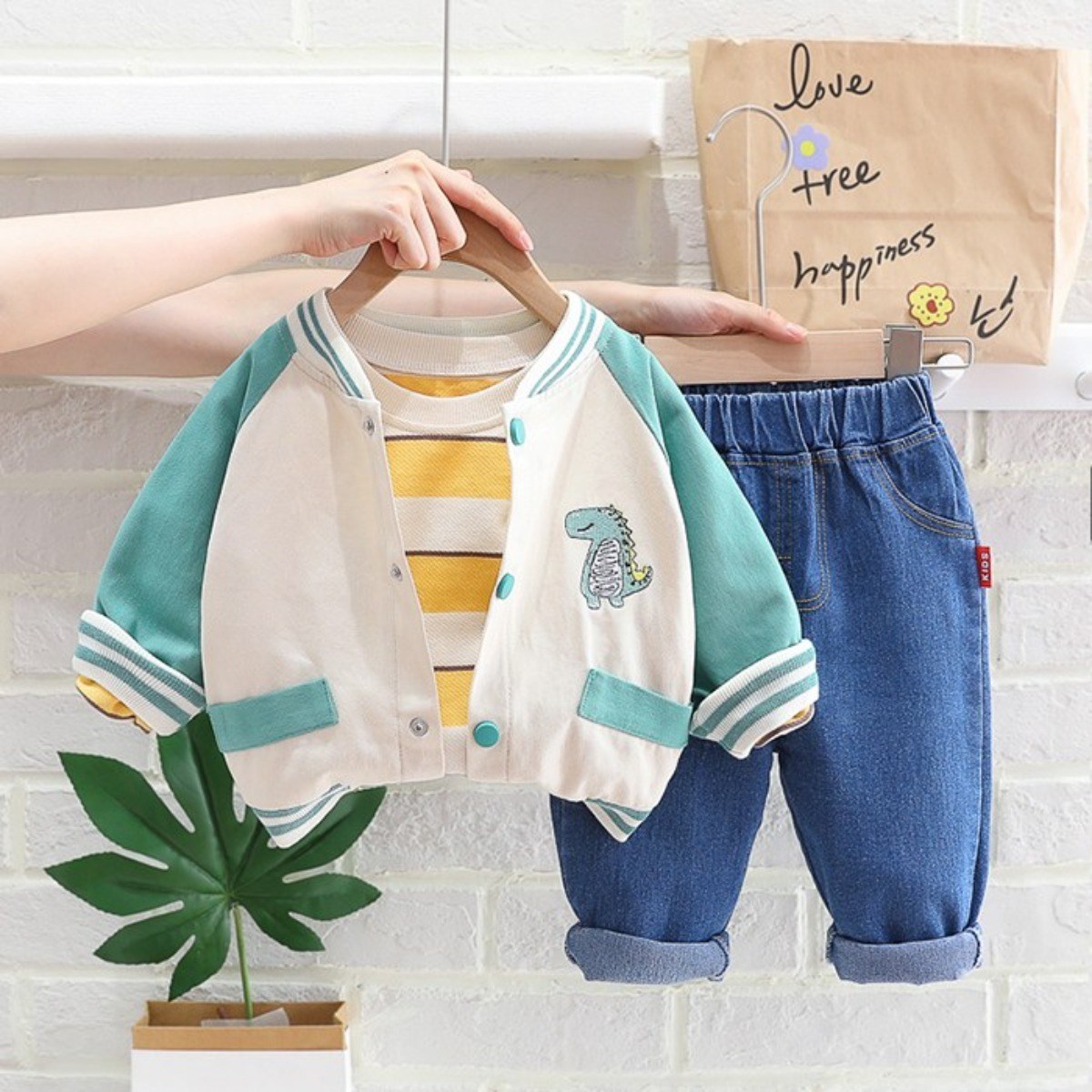 뽀뽀뽀 아동복 유아 공룡자켓 3종세트 자켓+긴팔티+청바지 남아 키즈 아동 아기 봄 가을 외투 옷 39,900원