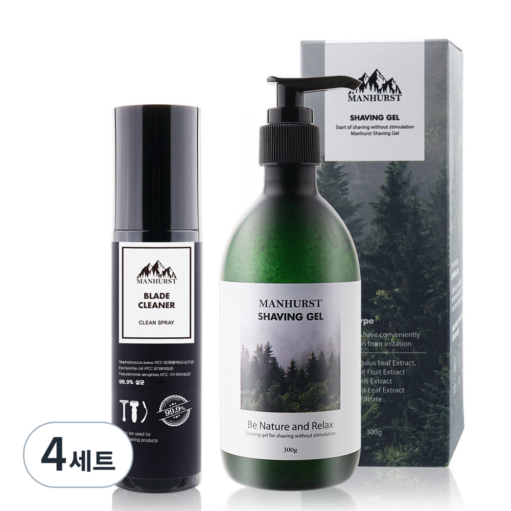 맨허스트 쉐이빙젤 300g 1개 + 블레이드 클리너 100ml 1개, 400ml, 4세트 89,600원