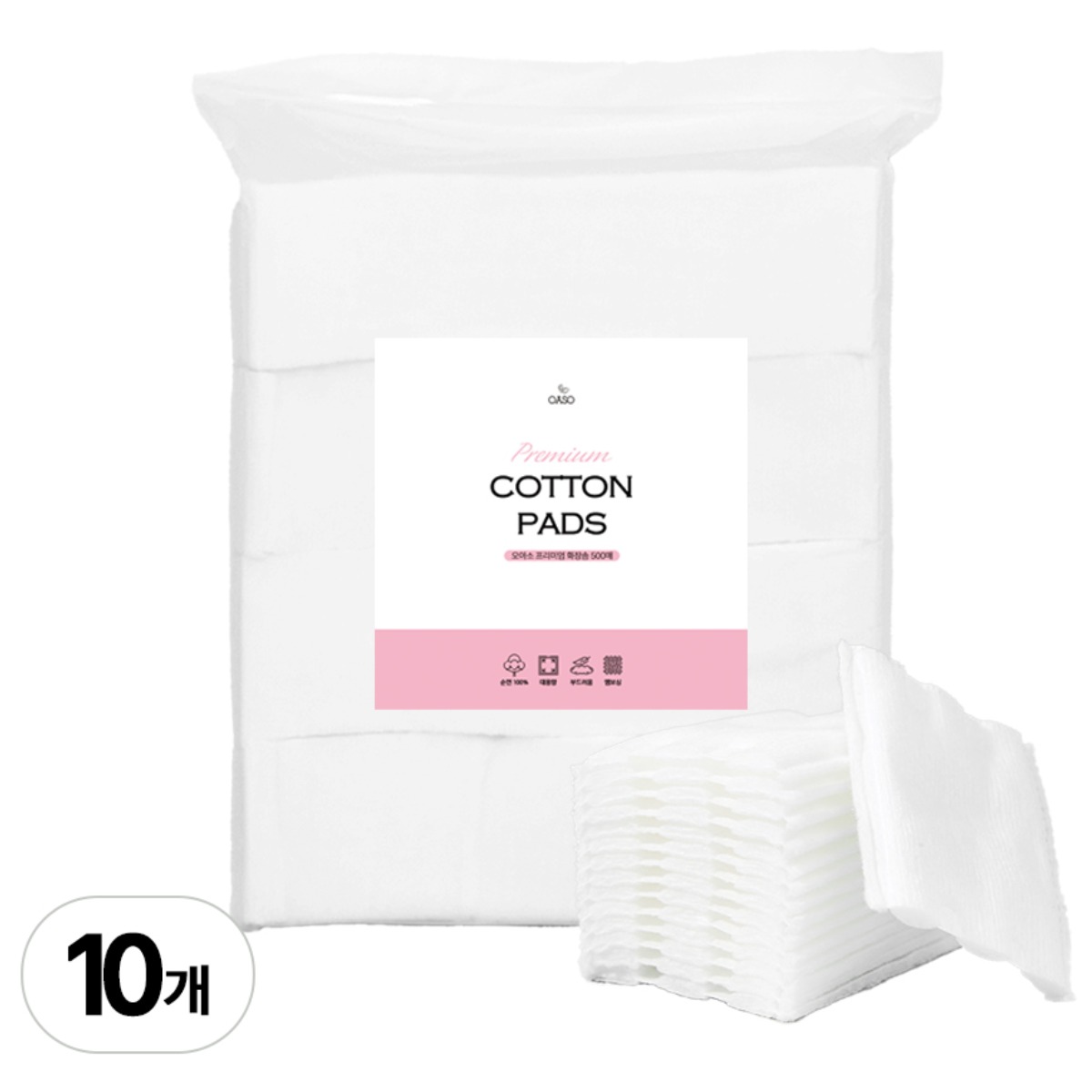 오아소 순면 100% 프리미엄 양면 화장솜 대용량, 10개, 500개입 28,000원