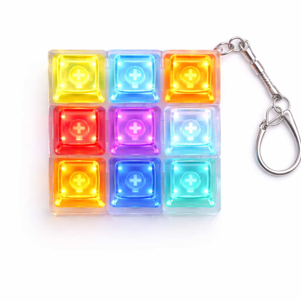 키플릭 테트리스 LED 딸깍이 키캡 키링 9구 키보드 클리커, 레인보우, 딸깍이9구, 현재가 11,900원