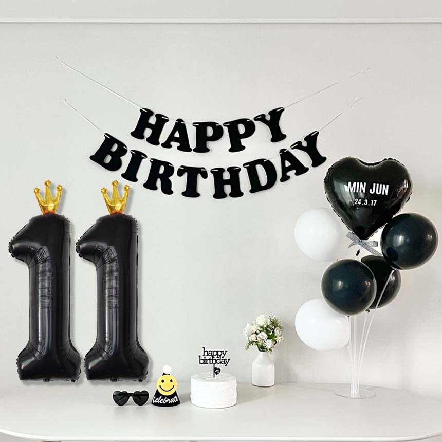 연지마켓 생일가랜드 생일 파티 용품 세트 숫자 하트 풍선 (자유레터링), 1세트, 블랙 15,900원
