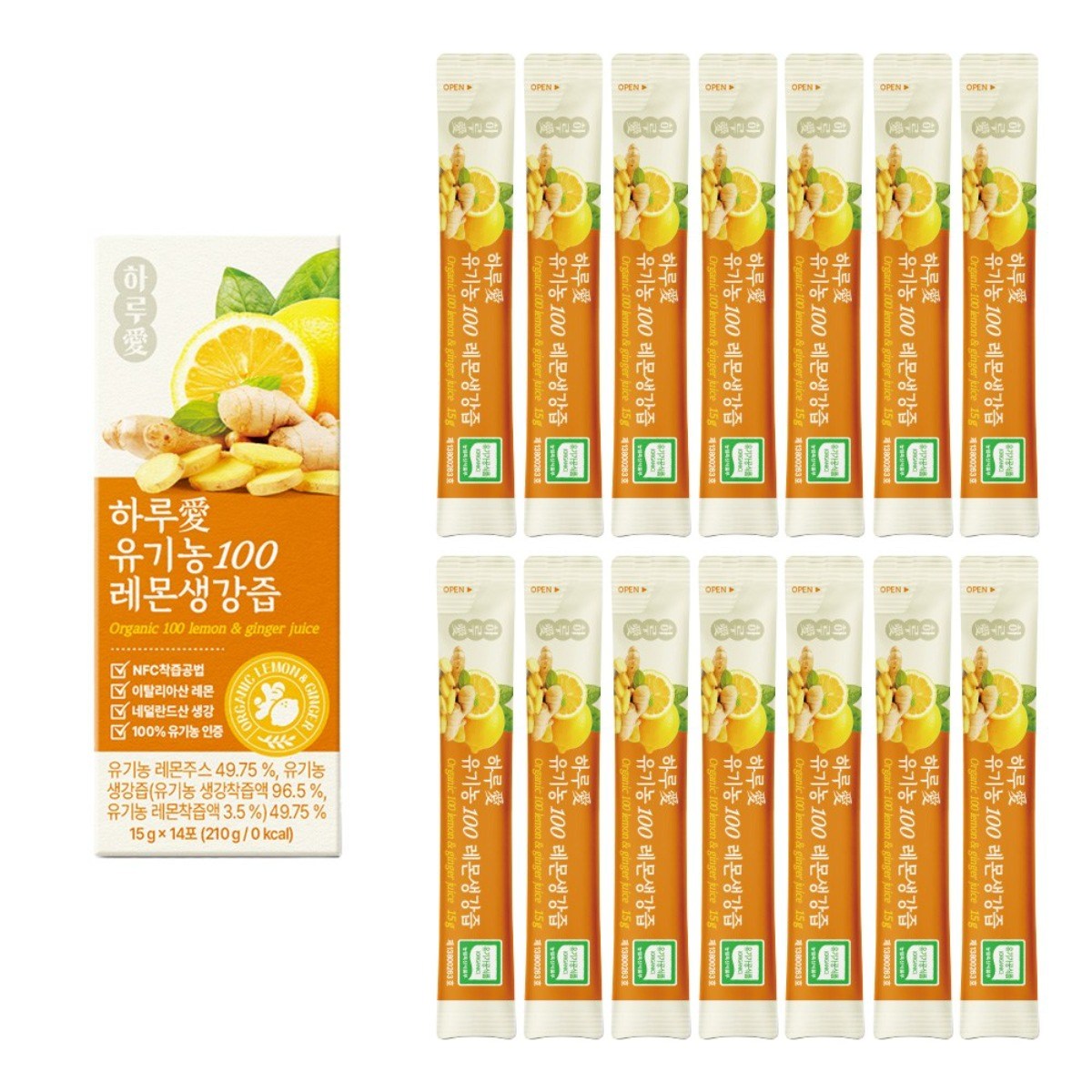 정품 리얼 하루애 유기농100 레몬생강즙, 112개, 15g 87,910원