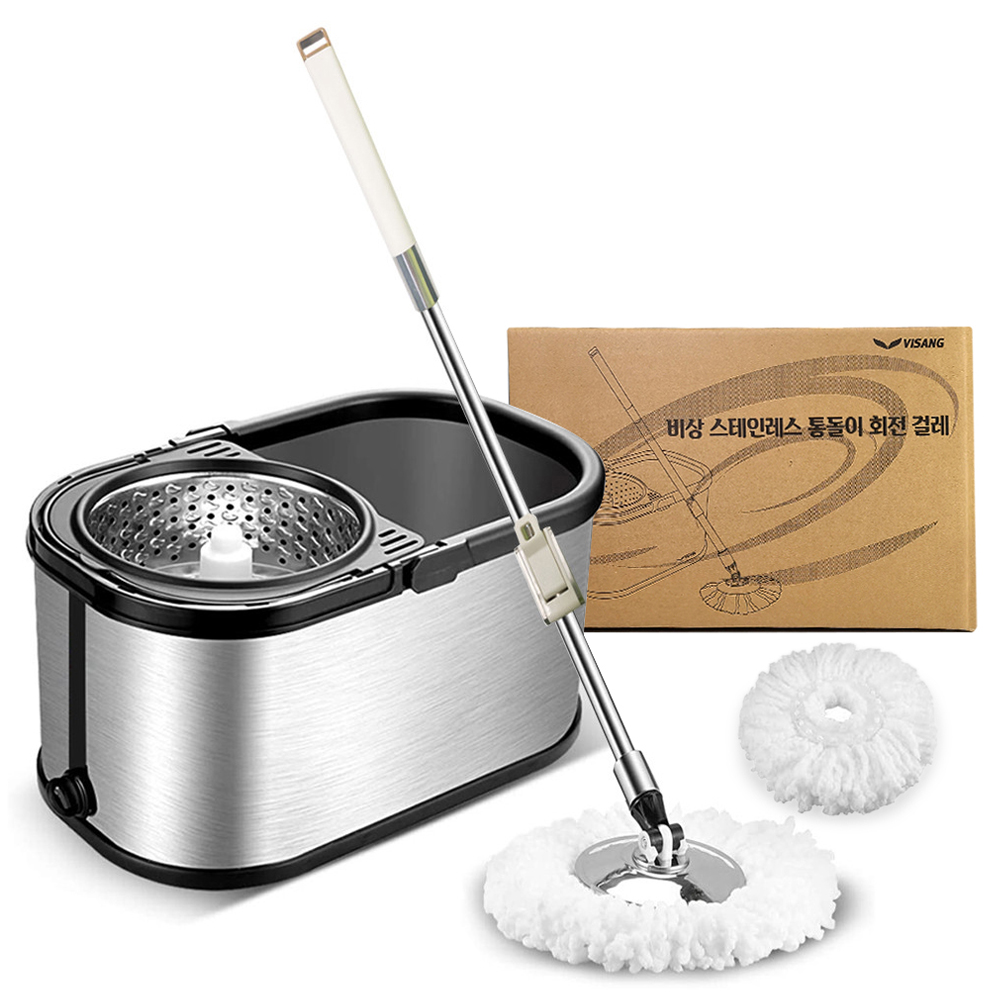 비상 스테인리스 회전 통돌이 +  바닥청소 물걸레밀대 + 리필걸레 세트 46,400원