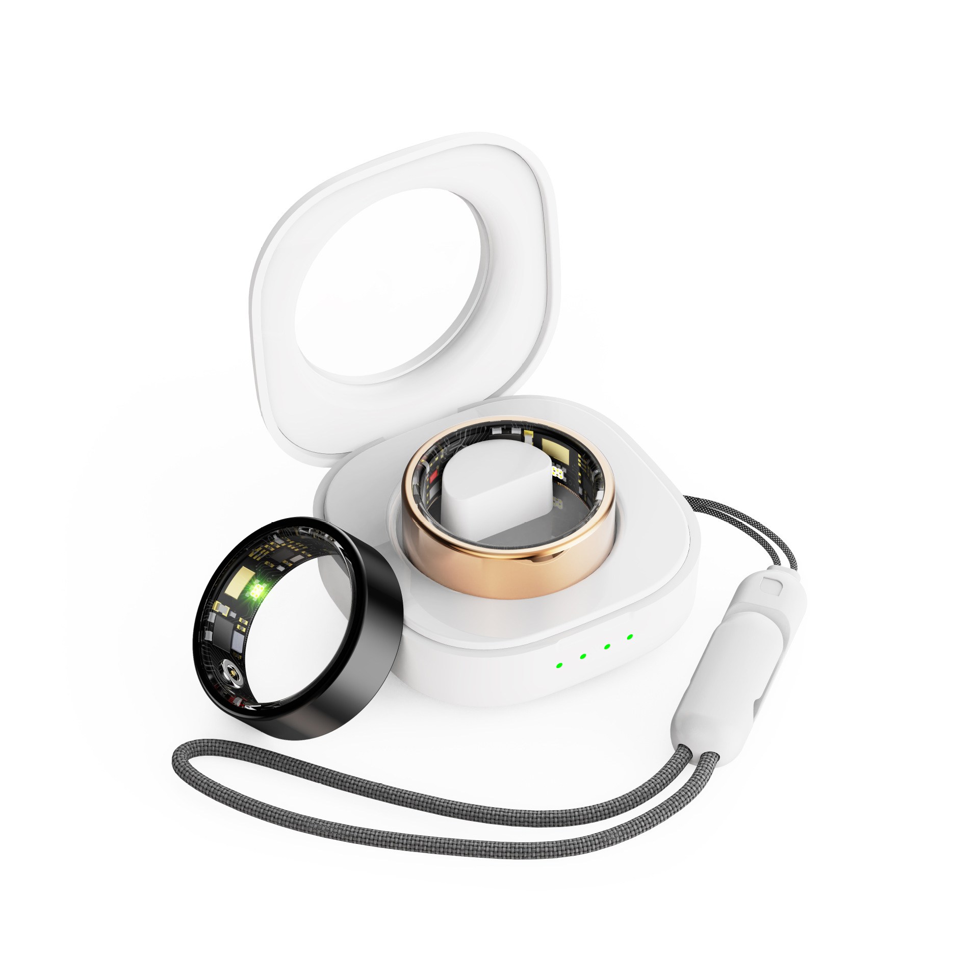 커플 스마트링 스마트 헬스 반지 24시간 건강 모니터링 심박수 혈중산소 수면측정 체온 측정 웨어러블 운동 트래커 부모님 선물 남녀공용, 13호 금 내경 22.2mm + 흰색 충전실 71,800원