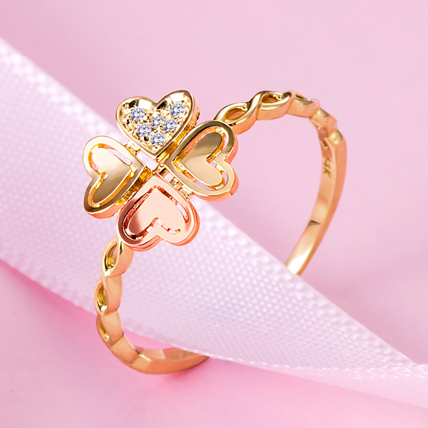 골드앤 18K 하트클로버 반지 행운 세련 큐빅 데일리 포인트 선물추천 676,000원