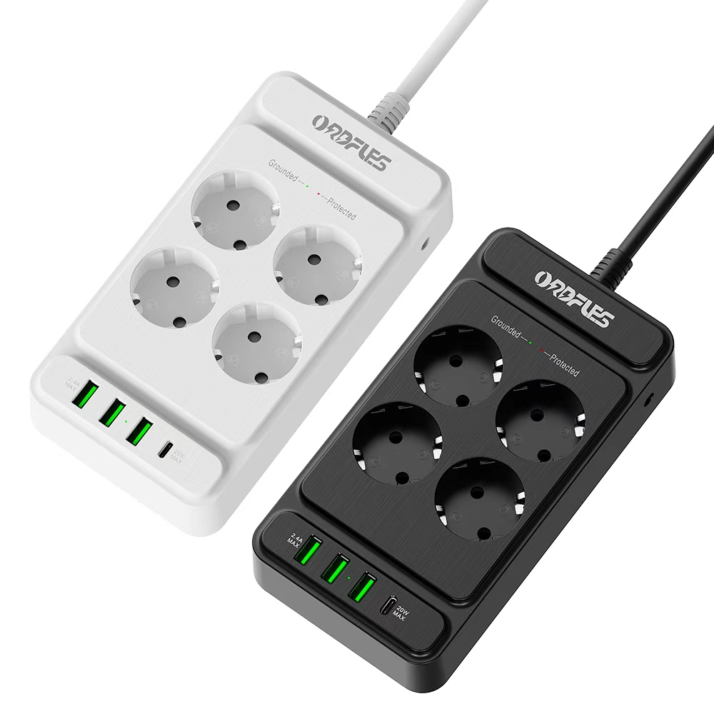 ORDFLES USB 멀티탭 3A+1C PD20W 4000W 고용량 과부하차단, 4구  블랙, 1개, 3m 25,800원