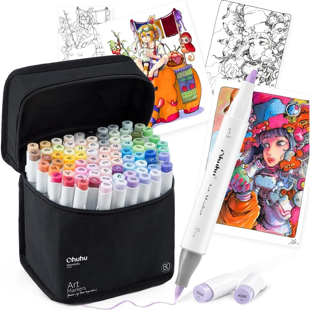 오후후 Ohuhu 마커 펜 80색 일러스트 드로잉 붓펜 볼드 블렌더 유성 마커 81,680원