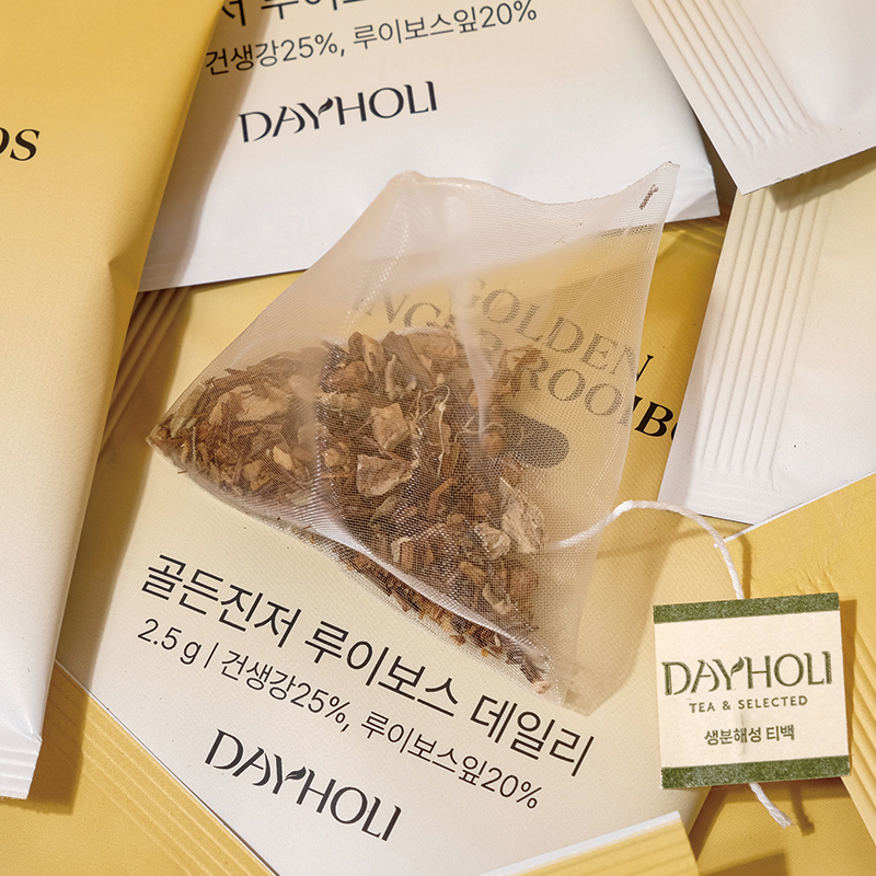 [데이홀리_생분해필터] 골든진저루이보스데일리 피라미드 티백, 1개, 10개입, 2.5g 10,950원