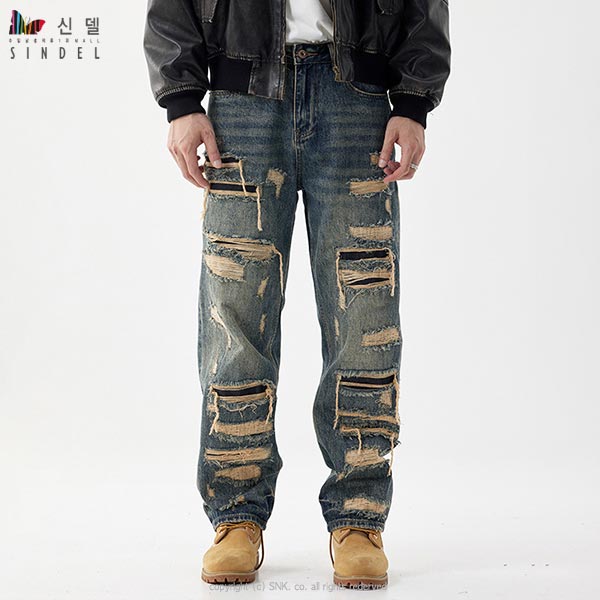 신델 디스트로이드 데님 진 레트로 찢어진 청바지 sj1024 52,800원