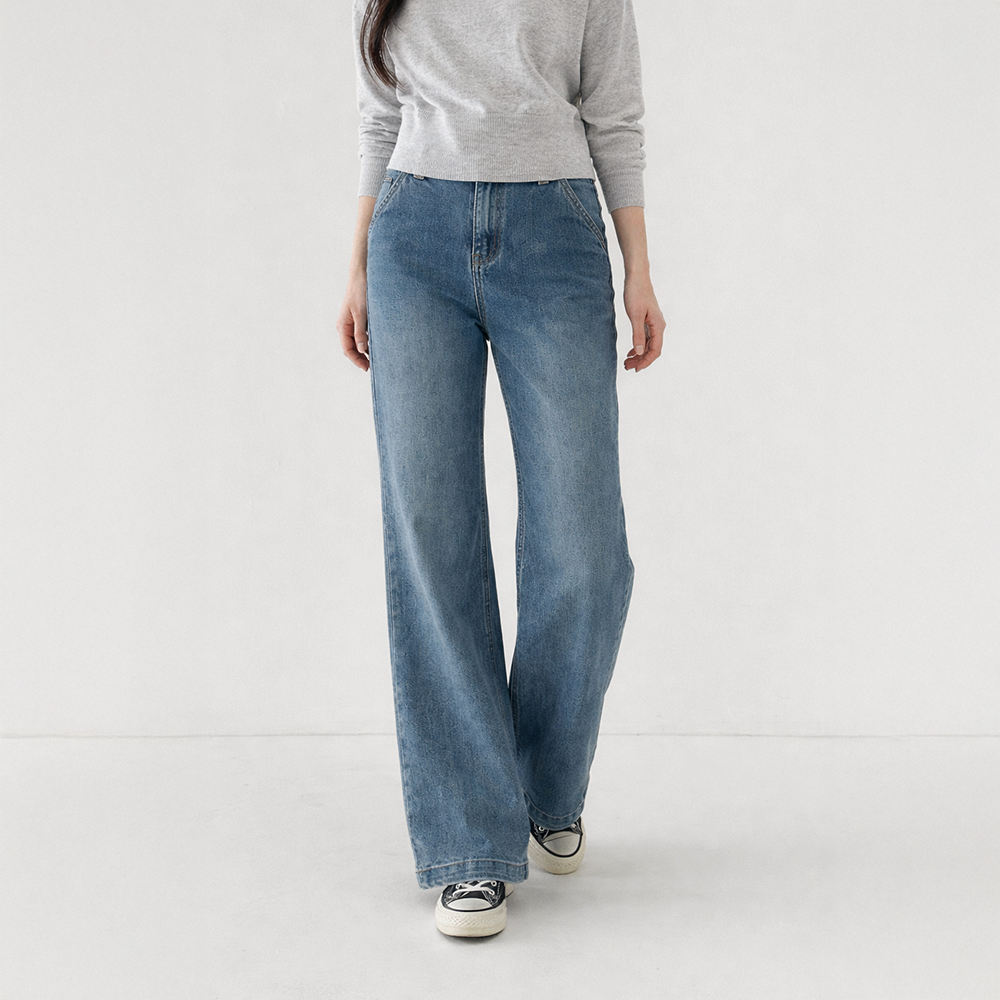 라라온 여성용 롱/기본/숏 기장 3단 데일리 스트레이트 와이드 데님 팬츠 25TSP3374, 현재가 34,900원