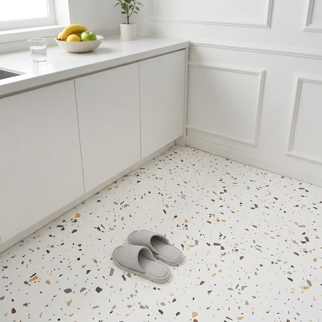 마츠리센 60cm 붙이는 대형 데코타일, 테라조 화이트, 4개 18,300원