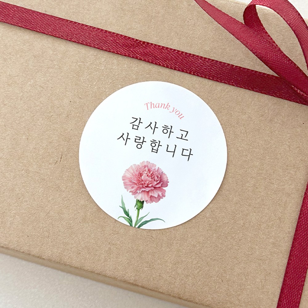카네이션 가정의달 어버이날 스승의날 선물 포장 스티커 30개 로엣 [Thanks] 6,500원