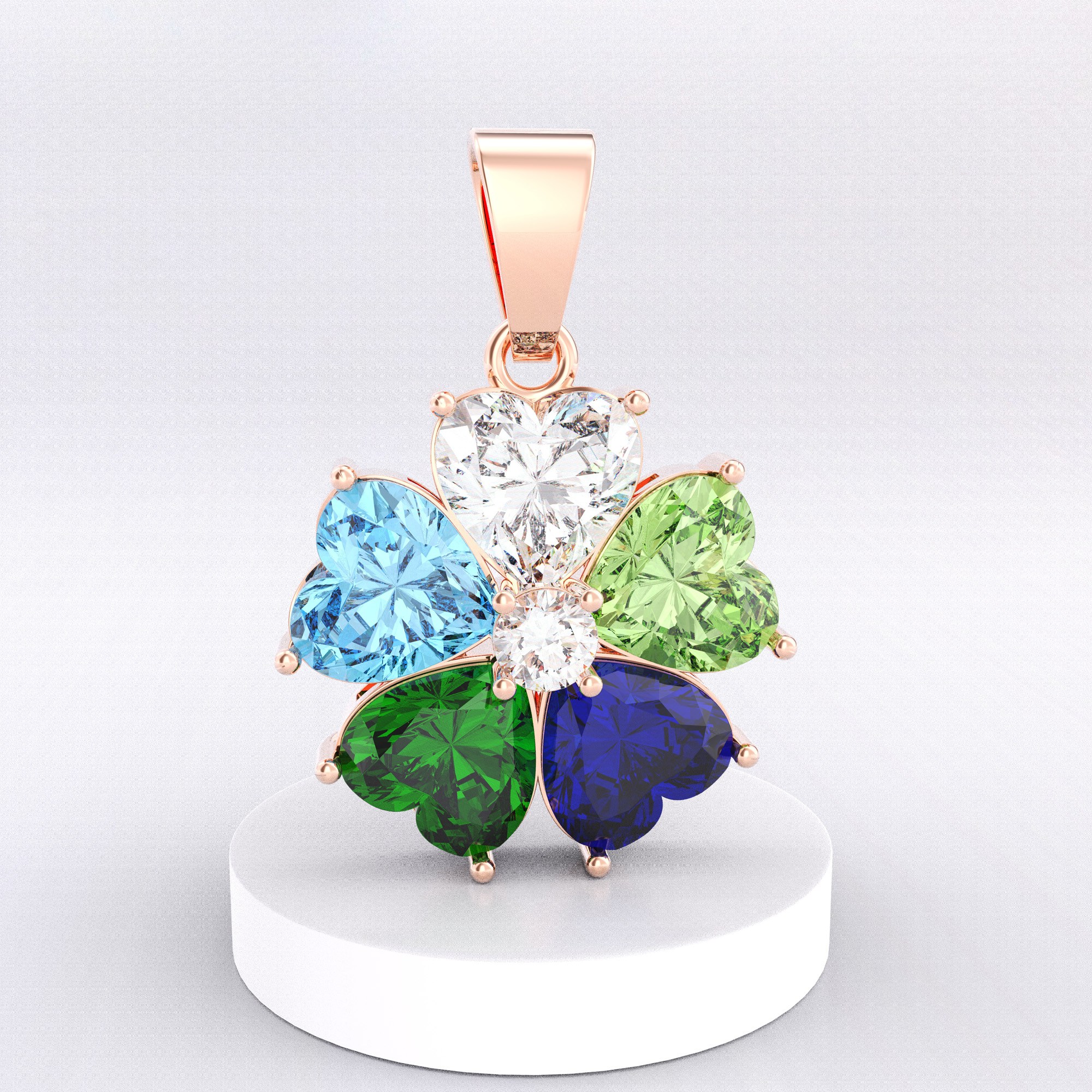 14k 18k 로즈골드 하트 메달 멜티 큐빅 목걸이 M617 322,390원