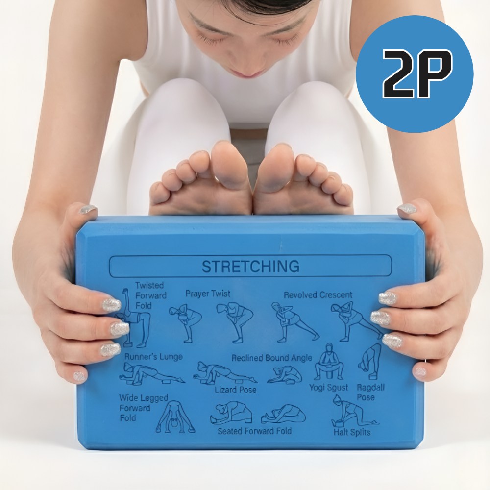 KM SPORTS 스트레칭 각인 요가블럭 EVA 경량 고밀도 필라테스 요가, 2개, 블루 17,560원