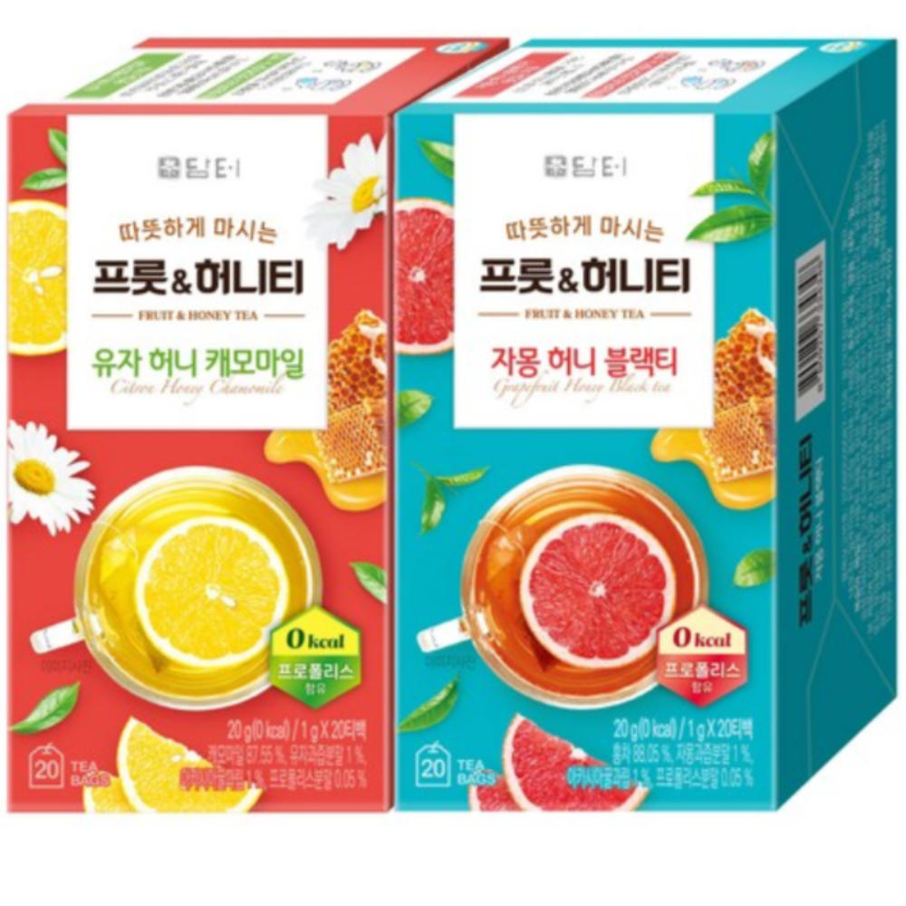 담터 프룻&허니티 유자 허니 캐모마일 +자몽 허니 블랙티 45,760원